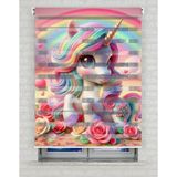 BRIGHTCOVER Unicorn ve Çiçekler Baskılı Zebra Perde - Gece Gündüz - Bebek Odası Perdesi, Kız Çocuk Odası Perde | Kokusuz Mürekkeple Basılmış Zebra Perdeler ile Sende Tarzını Yansıt! | 1 Dakikada Pratik Montaj - Renkli - 110 x 280 cm