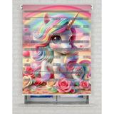 BRIGHTCOVER Unicorn ve Çiçekler Baskılı Zebra Perde - Gece Gündüz - Bebek Odası Perdesi, Kız Çocuk Odası Perde | Kokusuz Mürekkeple Basılmış Zebra Perdeler ile Sende Tarzını Yansıt! | 1 Dakikada Pratik Montaj - Renkli - 130 x 240 cm