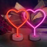 BRIGHTDECK 2'li Paket Kalp Neon Tabela, LED Pembe Kalp Neon İşaret Pille Çalışan veya USB ile Çalışan Dekorasyon Lambası, Neon Işıklar Sevgililer Günü, Yatak Odası, Düğün, Parti, Pembe Oda Dekoru için