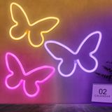 BRIGHTDECK 3 Adet Kelebek Neon Tabelalar, Yatak Odası için Kelebek Neon Işık, USB veya 3-AA Pille Çalışan LED Neon Tabelalar Duvar Dekoru, Doğum Günü Hediyesi, Düğün, Parti, Ev Dekoru için Neon Işıklar (Pembe, Mor, Sıcak beyaz)