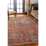 Brighton Kırmızı Oryantal Modern Geometrik Etnik Desenli Boho Makinada Yıkanabilir Hav Toz Vermez Leke Tutmaz Kaymaz Taban Dijital Makine Baskı Halı Oturma Odası Salon Yolluk Koridor Mutfak Halısı