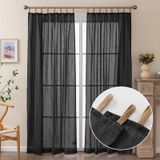 BRIGHTSHEER Siyah Şeffaf Perdeler 2 Panel, Yatak Odası, Oturma Odası ve Yemek Odası için İplikli Yumuşak Keten Dokulu Pencere Perdeleri, Işık Filtreleme ve Gizlilik, G 132 x U 221 cm