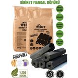 Briket Mangal Kömür Doğal Kimyasal Sız Presle Üretilmiş Dumansız Kokusuz Yüksek Isı 2,5 kg (Hediyeli) - 1 Adet - Bej