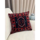 Brillant %100 Kadife Kilim Desenli Kırlent Yastık Kılıfı (Kırmızı) - 45 x 45 cm