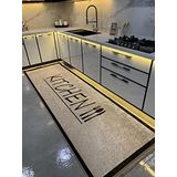 Brillant 100x200 cm Kahverengi Baiter Model Lateks Deri Taban Saçaklı Mutfak Halısı