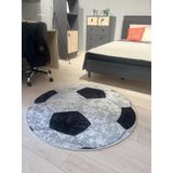 Brillant 120x120 cm Gri Futbol Topu Desenli Yıkanabilir Çocuk Genç Halısı