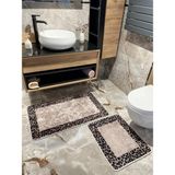 Brillant 2 'li Leopar Riola Model Banyo Paspası - Kahverengi Ebat (60X100 - 60X50)