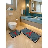 Brillant 2'li Istakoz Desen Lateks Taban Banyo Paspası (60X100-60X50) - Mavi