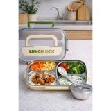 Brillant 4 Bölmeli Paslanmaz Çelik Lunch Box Bulaşık Makinesinde Yıkanabilir Özellikte 26x20x7,5cm - 1 Adet