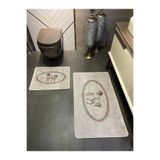 Brillant At Desen Horse Desenli 2'li Kaymaz Taban Banyo Paspas Takımı (60x100 - 60x50) Kahve -vizon