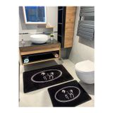Brillant At Desen Horse Desenli 2'li Kaymaz Taban Banyo Paspas Takımı (60x100 - 60x50) Siyah