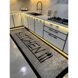 Brillant Baiter Model 130x190 cm Gri Lateks Deri Taban Saçaklı Mutfak Halısı