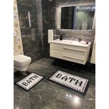 Brillant Black Bath Yazılı Desenli 2'li Kaymaz Taban Su Geçirmez Banyo Paspas Takımı (60X100 - 60X50)