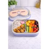 Brillant Çelik 2 Gözlü Sweet Bölmeli Bento Lunch Box BR-6665 21X14X7,5CM - 1 Adet - Çok Renkli
