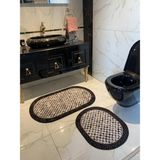 Brillant Cindy Dama 2'li Banyo Paspas Takımı Kaymaz Taban Siyah Renk Ebat 60x100 - 60x50
