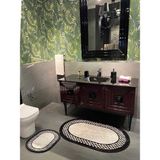 Brillant Dama Desen Banyo Paspası 70X160 (70X110-70X50 İkili Takım) - Beyaz - 70 x 50 cm