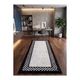 Brillant Damalı Kaymaz Taban 70x160 Halı - Gri-siyah