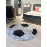Brillant Futbol Topu Desenli Yıkanabilir Çocuk Genç Halısı - Gri - 100 x 100 cm