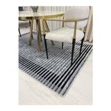 Brillant Gri Renk Çizgi Desenli Kaymaz Taban Sisal Görünüm Yolluk Halı