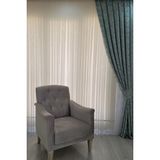 Brillant İnce Çizgili Etek Kurşunlu 1/2.5 Pile Ekru 100x255 cm Tül Perde