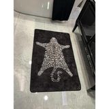Brillant Leopar Desen Yıkanabilir Tekli Banyo Paspası - 80 x 120 cm - Siyah