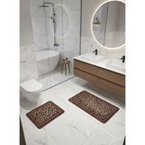 Brillant Lepoar Desenli 2 Li Deri Taban Banyo Paspas (60X100 - 60X50) - Kahverengi
