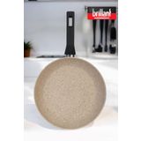 Brillant Lüks Granit 24 cm Krem Tava Yanmaz Yapışmaz Tava