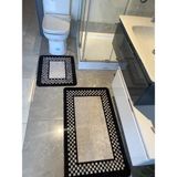 Brillant Melany 2'Li Lateks Taban Banyo Paspas Takımı (Ebat 60x100 - 60x50) - Gri - Siyah - Gri Siyah