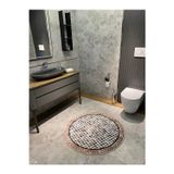 Brillant Robert Dama Desen Saçaksız Yuvarlak Banyo Paspası - Kahverengi Ebat 100x100