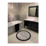 Brillant Robert Dama Desen Saçaksız Yuvarlak Banyo Paspası - Siyah Ebat 100x100