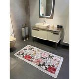 Brillant Tekli Çiçek Desenli Rowan Model Lateks Taban Banyo Paspas 50x100