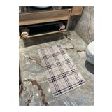 Brillant Tekli Ekose Desen Banyo Paspası - Bej (60X100 Ölçü)