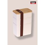 Brillant Zebra 3'lü Bambu Kapaklı Lunch Box - 1 Lt 0,5 Lt 0,5 Lt - Saklama Kabı Beyaz