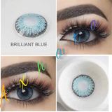 Brilliant Blue / Hareli Renkli Mavi Göz Kirpik Lens / Yıllık Kullanım Için Doğaldır Renkli Seçenek