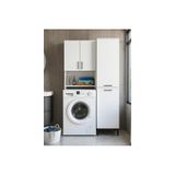 Brillon Singa Çamaşır Makinesi Banyo Dolabı, Kirli Sepetli, Beyaz, 2 Kapaklı