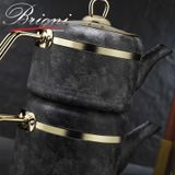 Brioni Royal Stone Kumtaşı Altın Siyah Çaydanlık Takımı