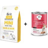 Brit Care 2 kg Mini Hair Skin Somonlu ve Ringa Balıklı Tahılsız Köpek Maması +400 gr Chefs Choice Kuzulu Pirinçli Ezme Yetişkin Köpek Konseve Maması