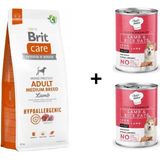 Brit Care Hypo-Allergenic Orta Irk Kuzulu 12 kg Yetişkin Köpek Maması + 2x400 gr Chefs Choice Kuzulu Pirinçli Ezme Yetişkin Köpek Konserve Maması