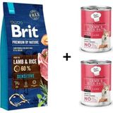 Brit Care Premium Sensitive Kuzulu 15 kg Yetişkin Köpek Maması+Chefs Choice Kuzulu Pirinçli Ezme 2x400 gr Yetişkin Köpek Konserve Maması