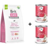 Brit Care Tavuklu Küçük Irk Köpek Maması 7 kg + 2 Adet Chefs Choice Kuzulu Pirinçli Ezme Yetişkin Köpek Konseve Maması 400 gr