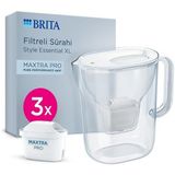 Brıta Style Essential Xl 3 x Maxtra Pro Pure Performance Filtreli Su Arıtma Sürahisi – Beyaz (3, - Çok Renkli - 1 Adet
