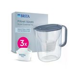 Brıta Style Essential Xl 3 X Maxtra Pro Pure Performance Filtreli Su Arıtma Sürahisi – Taş Mavisi (3,6L)