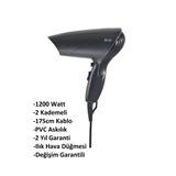 BRİZ BR120 1200W Çift Kademeli Mini Saç Kurutma Makinesi Seyahat Tipi Fön Makinesi