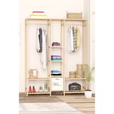 BRK Design Ahşap Açık Gardırop Kapaksız 165 cm Yükseklik Masif Ahşap Retro Renk