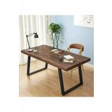 BRK Design Ahşap Masif Ağaç Doğal Çalışma Masası Ofis Masası Yemek Masası 80x130