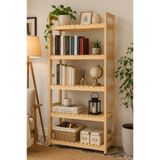 BRK Design BA AHŞAP 5 Raflı Ahşap Kitaplık & Çok Amaçlı Dolap 5KAT01_ 144x68x30