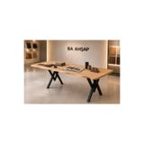 BRK Design BA AHŞAP Ahşap Doğal Kütük Yemek / Toplantı / Çalışma Masası V ayak DV_80X160