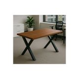 BRK Design BA AHŞAP Doğal Ahşap Yemek Ofis Çalışma Masası X ayak KKB_80X150