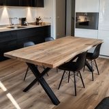 BRK Design Doğal Ahşap Çok Amaçlı Masa – Yemek, Çalışma ve Ofis Masası - Ceviz - 120X80