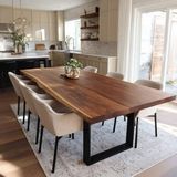 BRK Design Doğal Ahşap Çok Amaçlı Masa – Yemek, Çalışma ve Ofis Masası - Ceviz - 160X80